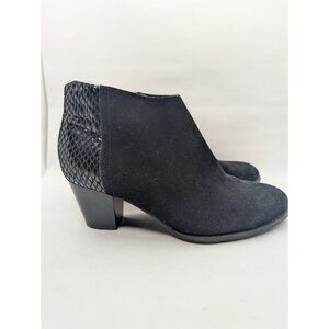 Vionic Women’s Size 6 Suede Black Leather Snakeskin ANNE Ankle Zip Boots